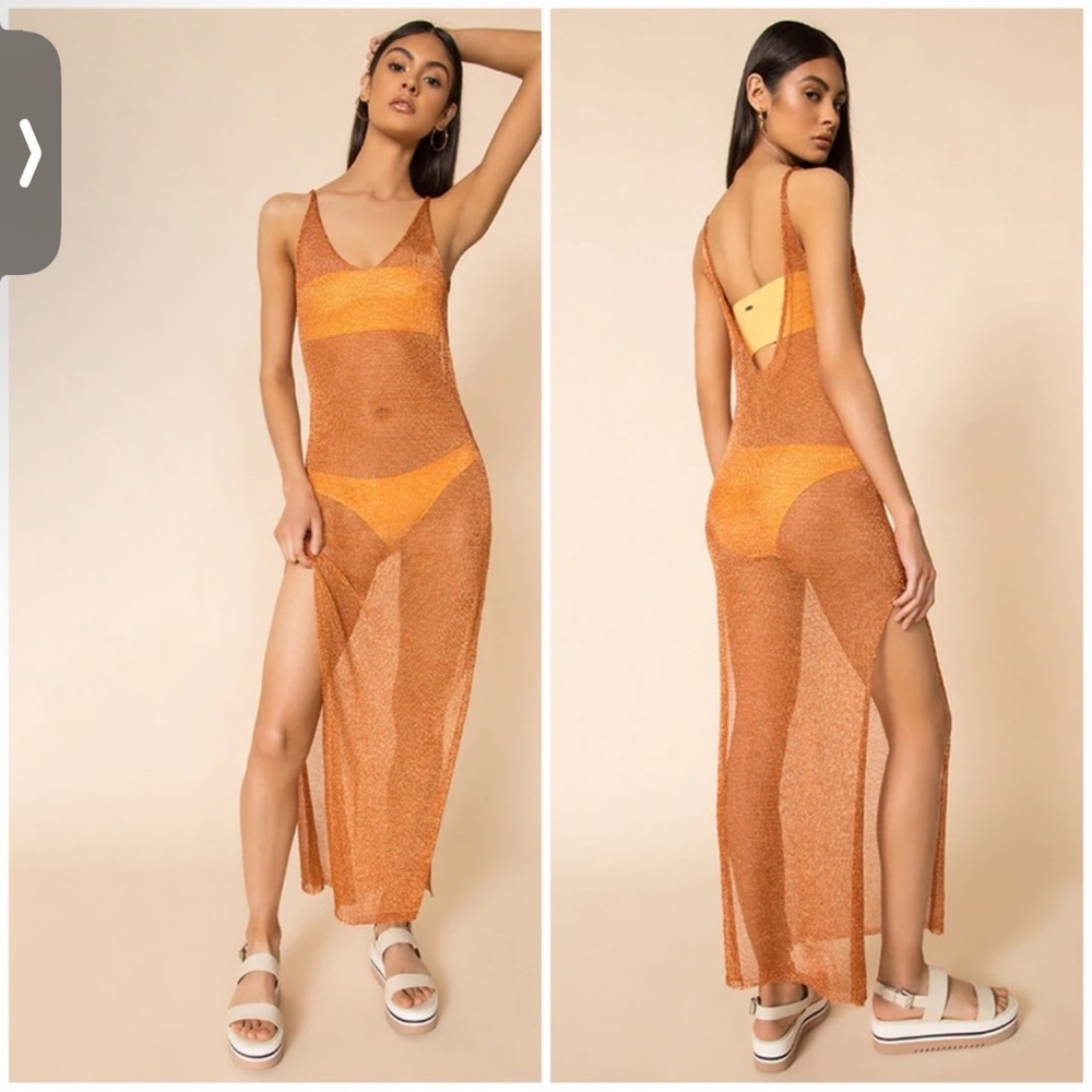 Superdown revolve Nia Maxi Dress in Copper swim coverup dress